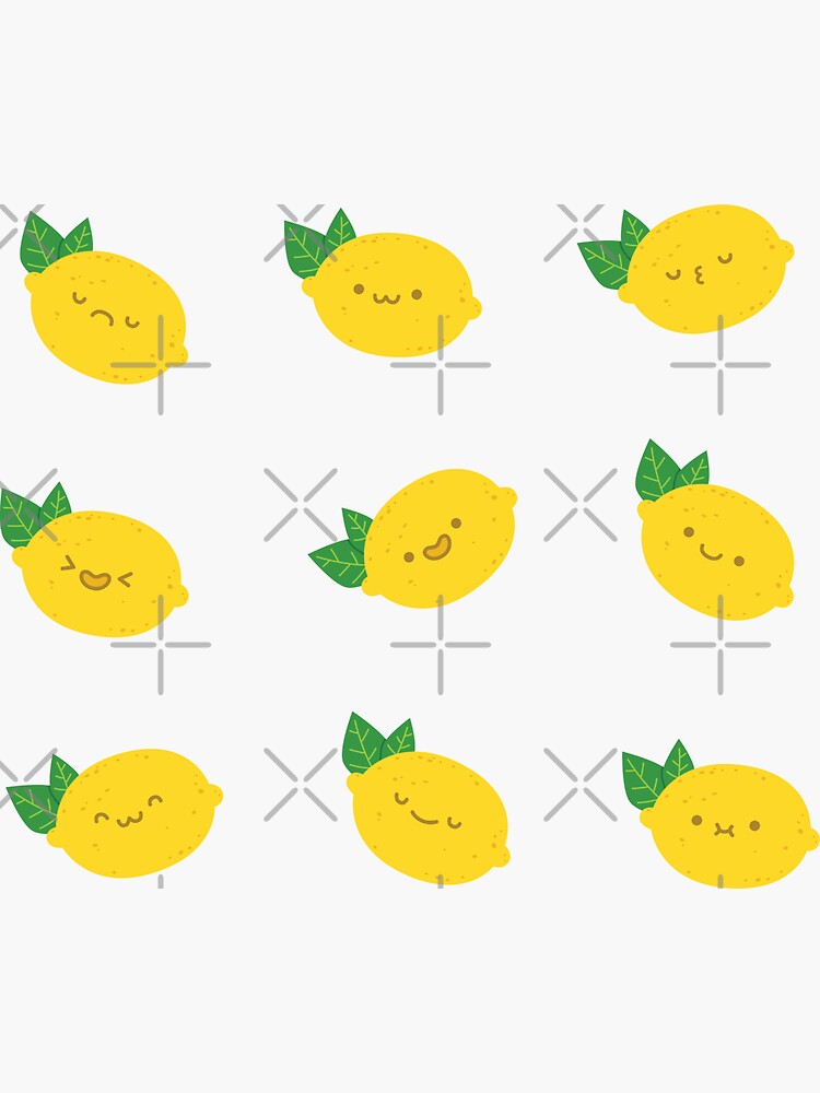 Thumbnail 3 of 3, Sticker, Cute Lemons - Blue Pattern designed and sold by ElectricFangs.