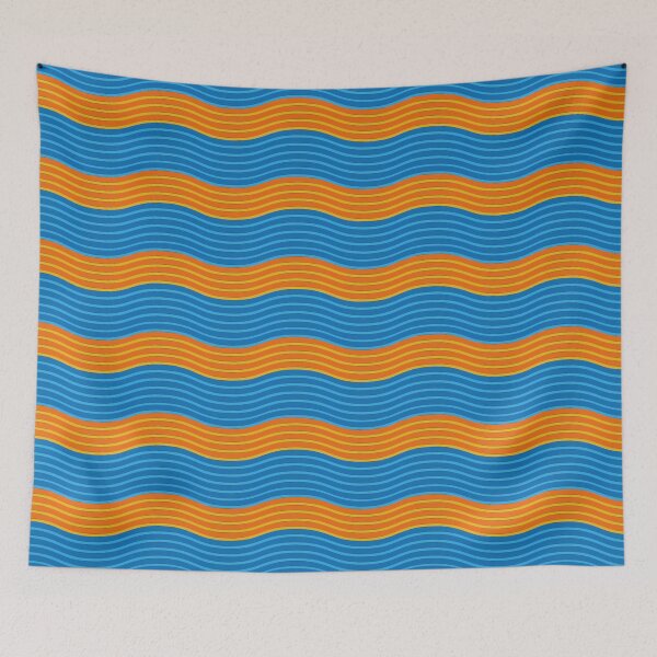 Item preview, Waves Pattern Waves Blue Orange designed and sold by OmmeDesigns.