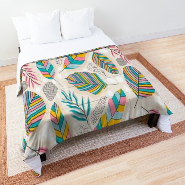 Trendy Colorful Abstract Leaves Seamless Pattern Comforter