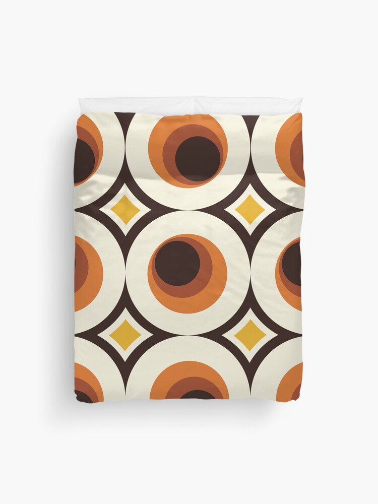 Thumbnail 1 of 2, Duvet Cover, 1970s Orange Mid-Century Modern Circle 1 designed and sold by MonstersMashU.