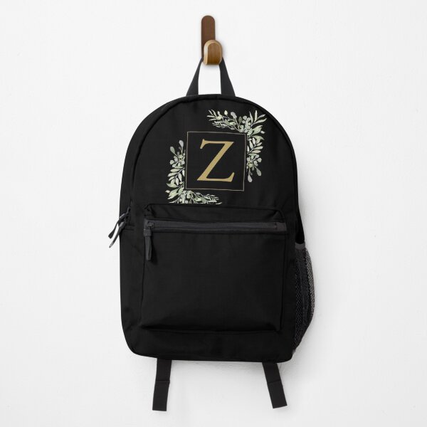 Item preview, Gold Letter Z Monogram Watercolor Greenery Black designed and sold by theimagezone.