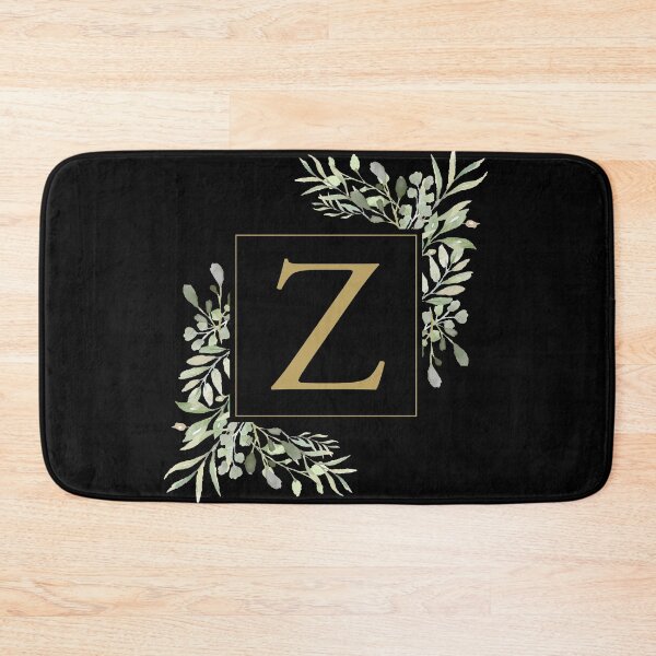 Item preview, Gold Letter Z Monogram Watercolor Greenery Black designed and sold by theimagezone.