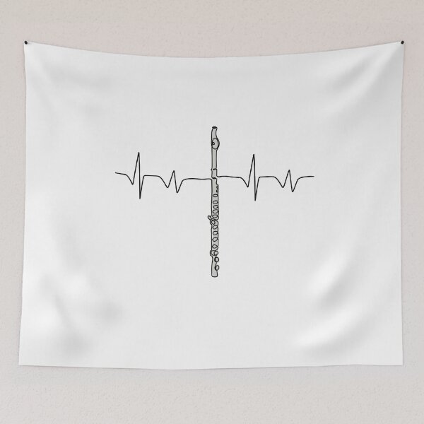 Item preview, MUSICONPRINT FLUTE HEARTBEAT Colored musician band orchestra instrument designed and sold by yourtravelguide.