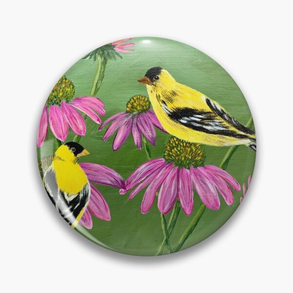 Item preview, Acrylic goldfinch and coneflower painting designed and sold by Artbydos.