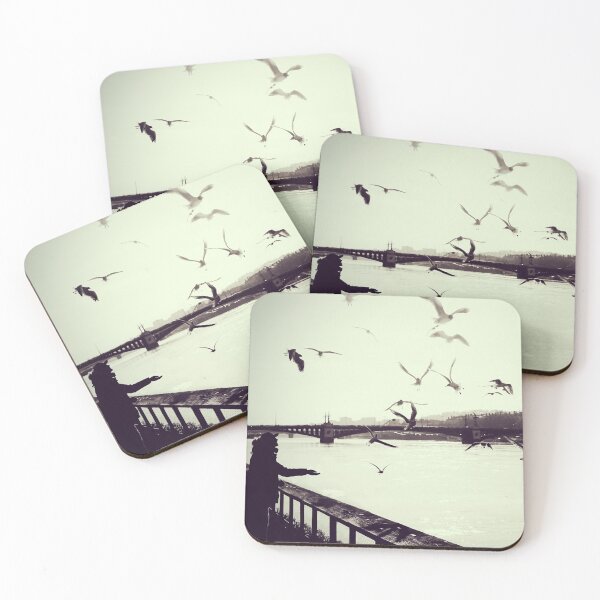 Item preview, Seagulls flying by the river, black and white photography in Lyon designed and sold by CarolinaReina.