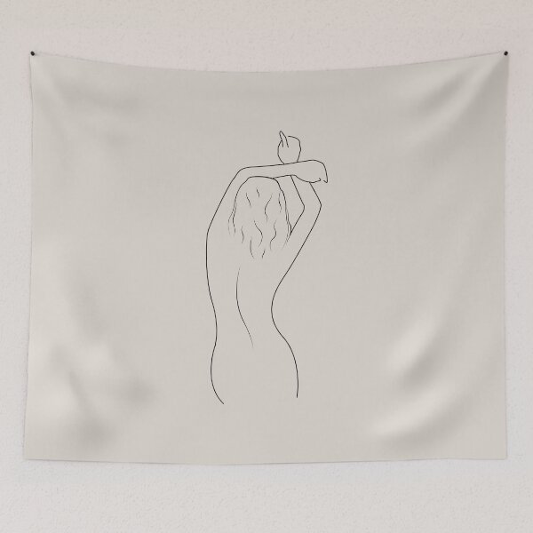 Item preview, Minimalistic Neutral Line Art Woman From Behind Beige designed and sold by 4U2NV-LDN.