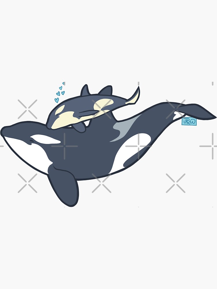 Thumbnail 3 of 3, Sticker, Orca mother and calf designed and sold by jenrichards.