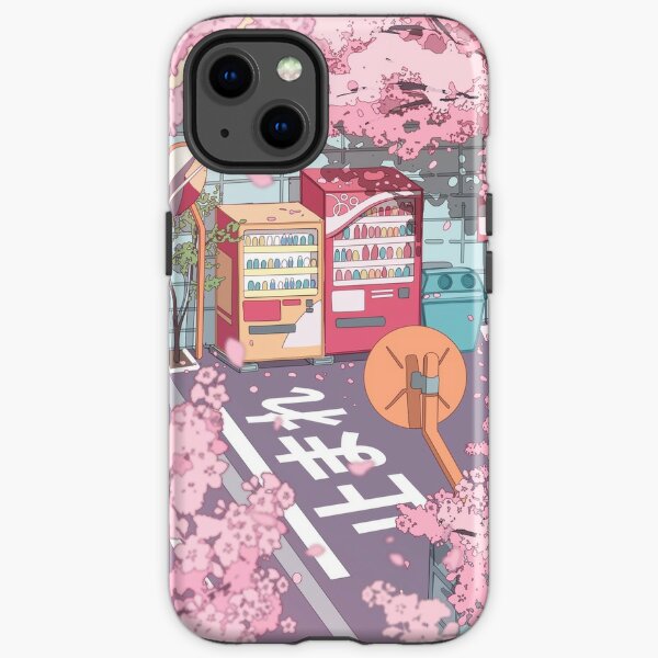 A beautiful aesthetic Tokyo street and  the pink sakura tree blossom iPhone Tough Case