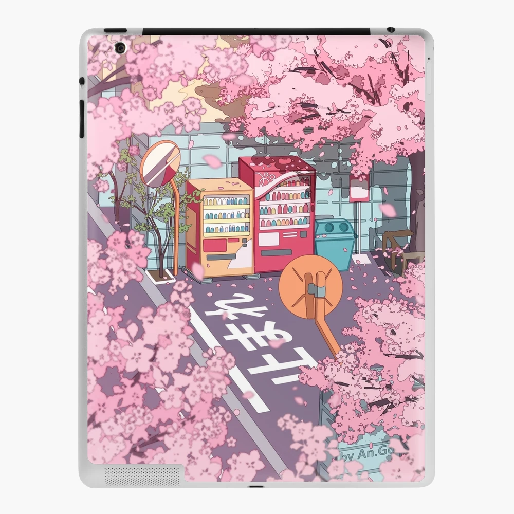 A beautiful aesthetic Tokyo street and the pink sakura tree blossom | iPad  Case & Skin