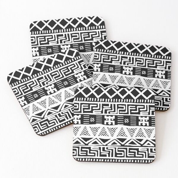 Item preview, Black and White African Bogolan Pattern designed and sold by SoccaTamam.