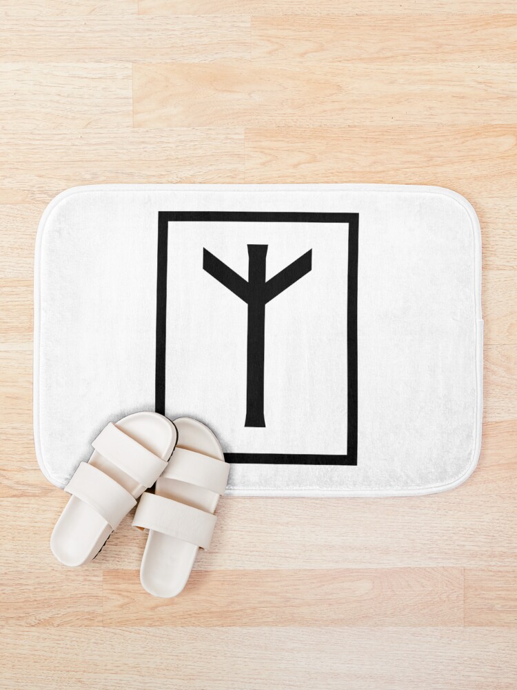 Thumbnail 1 of 6, Bath Mat, Elhaz Protection Norse Rune designed and sold by HalpinDesign.