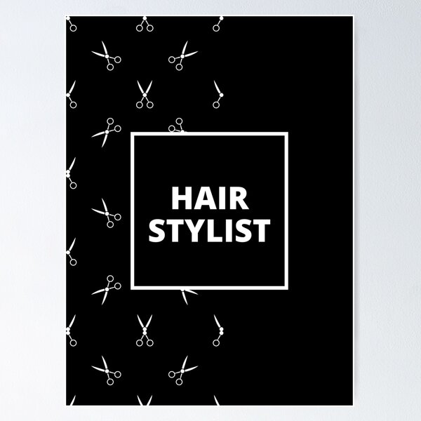 Item preview, Hairstylist Text White on Black designed and sold by denvercityhair.