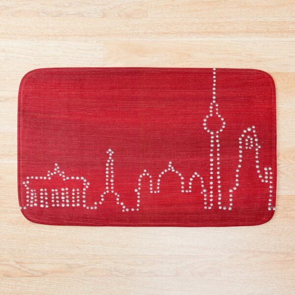 Item preview, Berlin Skyline in Dot Art on Red Background designed and sold by nabeArtist.