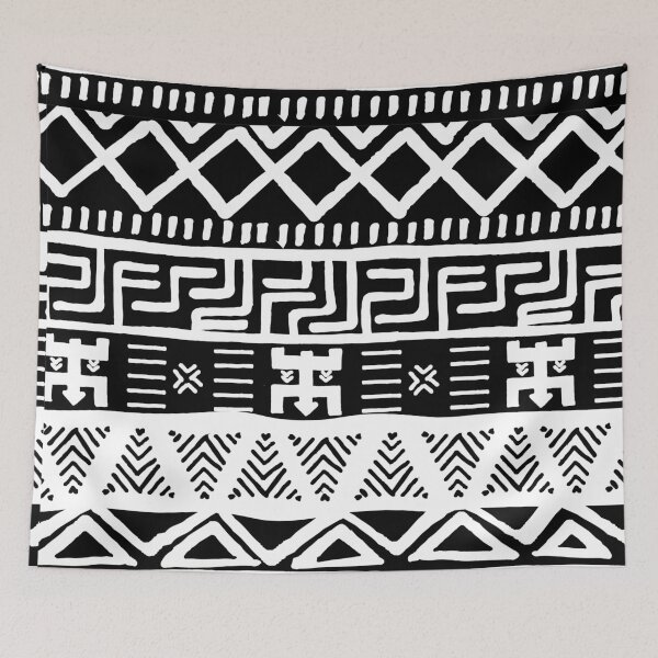 Item preview, Black and White African Bogolan Pattern designed and sold by SoccaTamam.