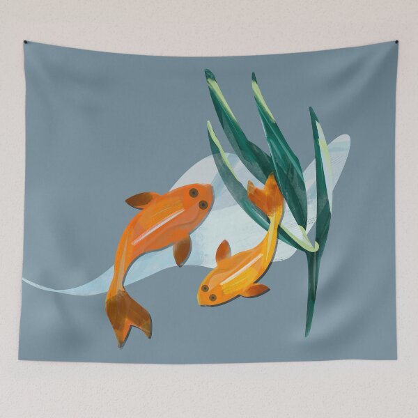 Item preview, Preciosa ilustración de peces koi de colores - arte de jardín japonés designed and sold by Caroline Laursen.
