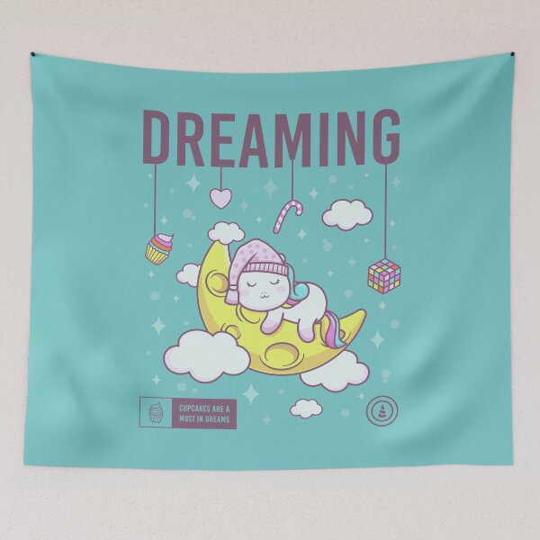 Item preview, Unicorn Dreaming on the Moon Kawaii art designed and sold by grofith22.