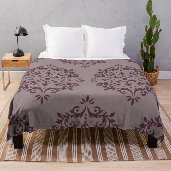 Item preview, Deep Purple Pink-Purple Damask Scroll Pattern 2021 Color of the Year Epoch & Spiced Mulberry designed and sold by ColorOfTheYears.
