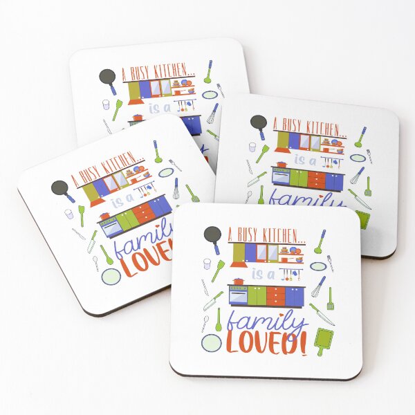 Item preview, A Busy Kitchen...is a Family Loved! (Orange/Blue/Green on White) designed and sold by PawsitiveMum.
