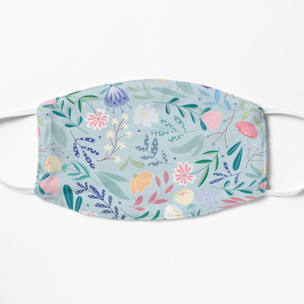 Flores Silvestres del Balcón - Celeste Cielo Mascarilla plana