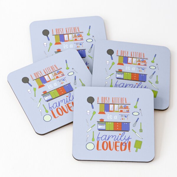 Item preview, A Busy Kitchen...is a Family Loved! (Orange/Blue/Green on Blue) designed and sold by PawsitiveMum.