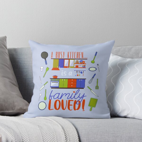 Item preview, A Busy Kitchen...is a Family Loved! (Orange/Blue/Green on Blue) designed and sold by PawsitiveMum.