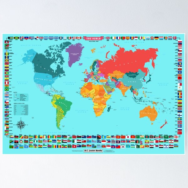 New World Map Colourful Poster