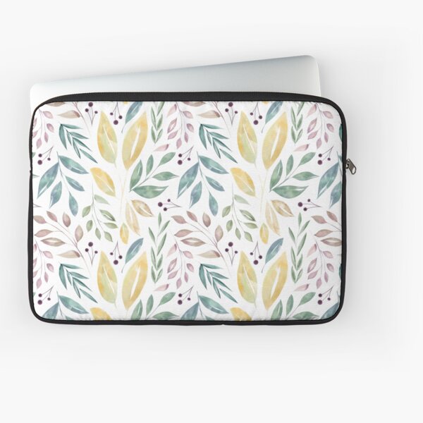 Hojas y Frutos pintados con Acuarela - Diseño delicado y suave Funda para portátil