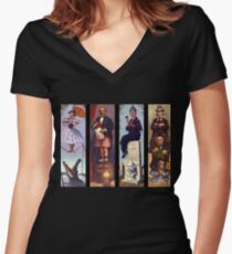 Haunted mansion all Characthers Women's Fitted V-Neck T-Shirt