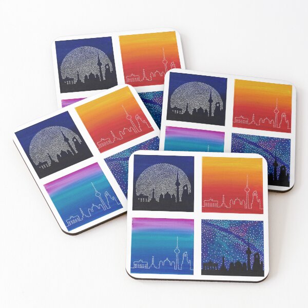Item preview, Sticker Set: Berlin Skyline with Different Backgrounds in Dot Art designed and sold by nabeArtist.
