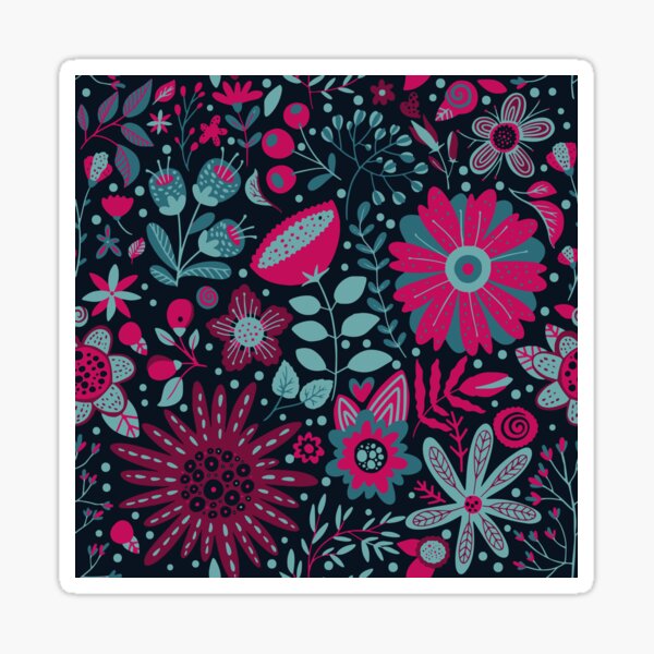 Vista previa del artículo con la obra «Patrón rosa floral moderno sobre fondo azul oscuro. Numero 3», diseñado y vendido por venella.
