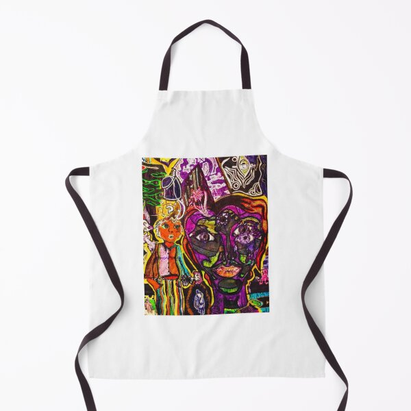 Colorful Dark Abstract Graphic, “Faces” Apron