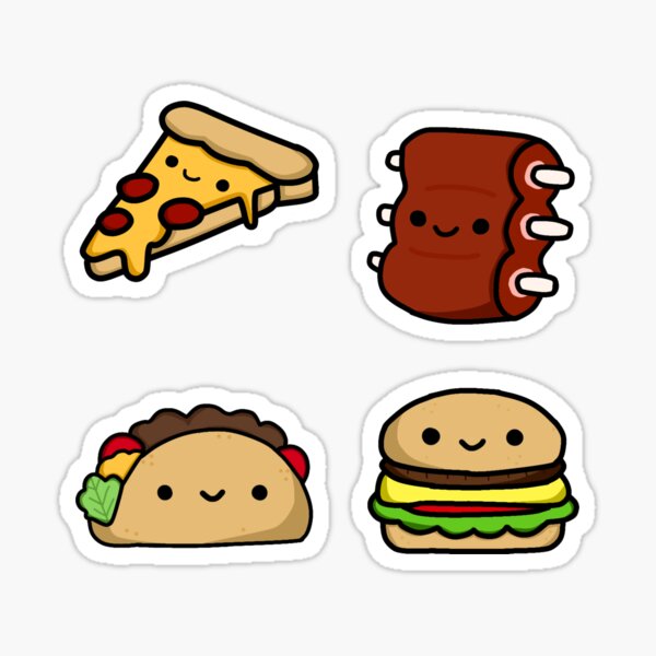  Simple Kawaii Food Foodie Cartoon Emoji Vinyl Sticker (4 Tall,  Hamburger) : Automotive