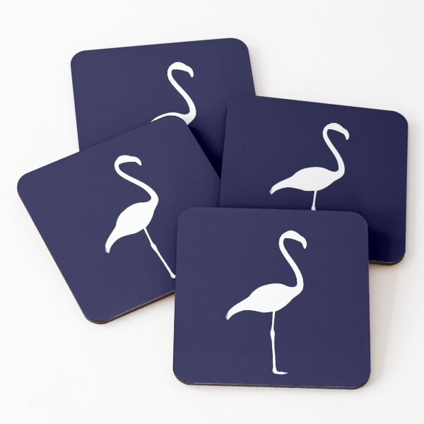 Item preview, Tropical Flamingo White On Navy Blue designed and sold by rewstudio.