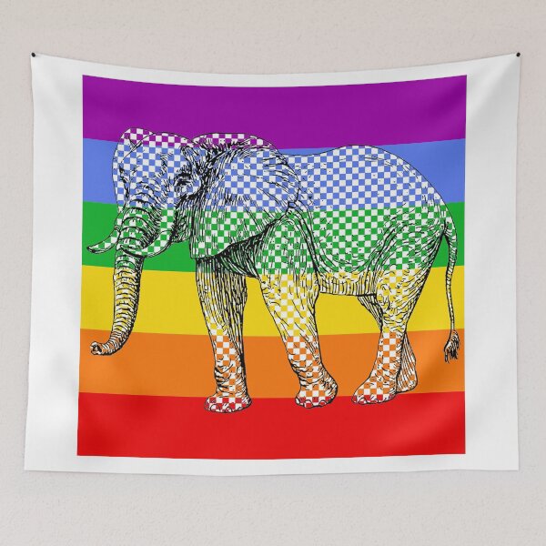 Item preview, Elefante arcoíris en bloque (transparente) designed and sold by AtheistBecause.