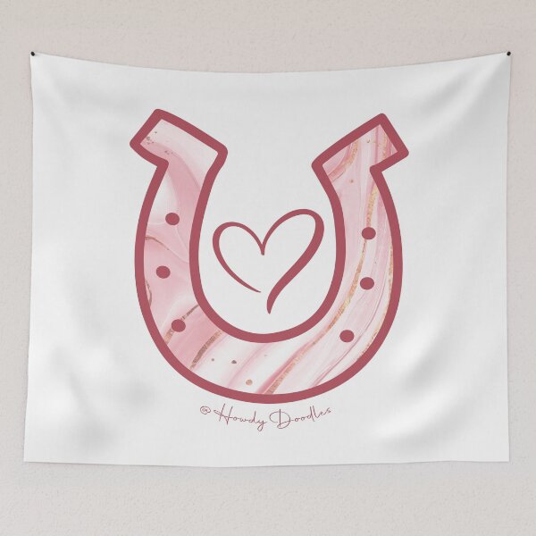 Item preview, Mauve and Gold Marble Horsehoe and Heart designed and sold by HorseFly Ranch.