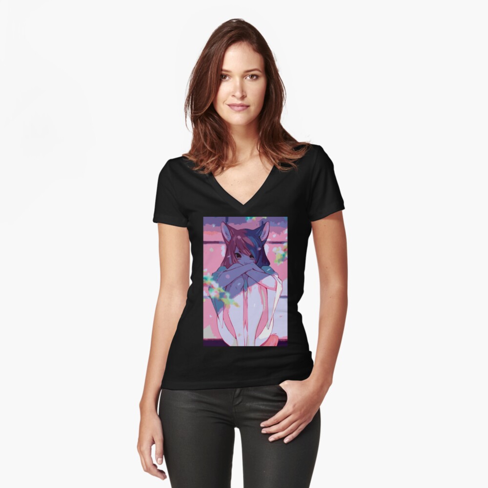 Vista previa del artículo con la obra «Camiseta entallada de cuello en V», diseñado y vendido por FotoLibreStudio.