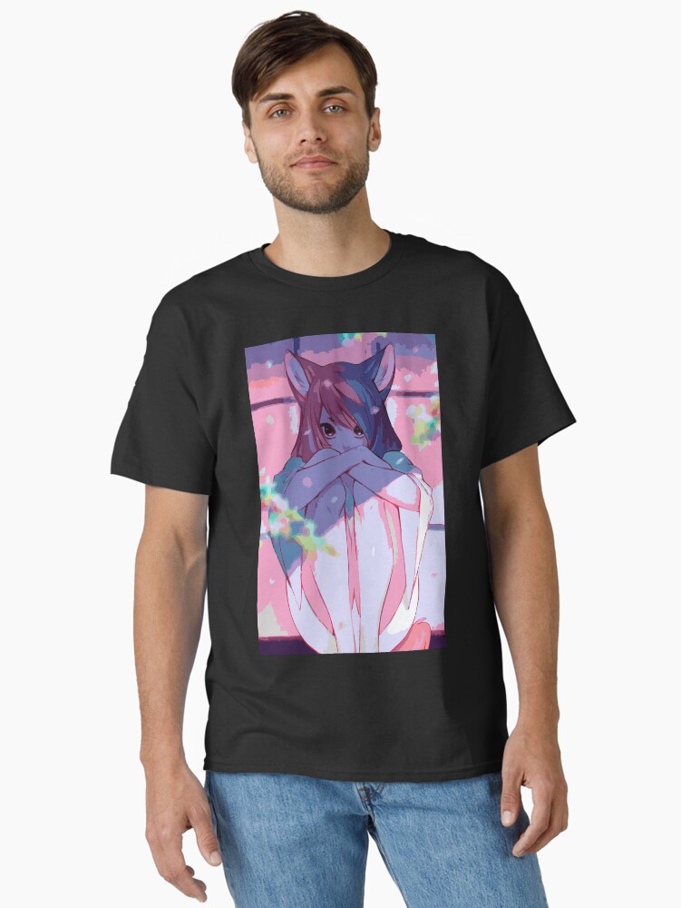 Imagen 1 de 7, Camiseta clásica con la obra Amante de la niña gato de Japón, diseñada y vendida por FotoLibreStudio.