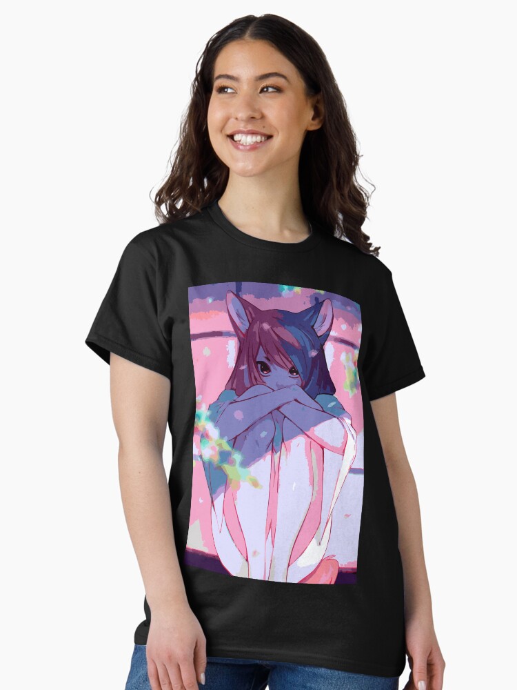 Imagen 2 de 7, Camiseta clásica con la obra Amante de la niña gato de Japón, diseñada y vendida por FotoLibreStudio.