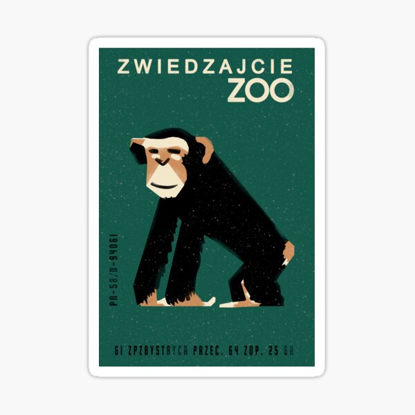 Vintage monkey zoo label Sticker