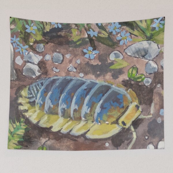 Item preview, Lemon Blue Isopod Gouache Painting designed and sold by YGA Studio.