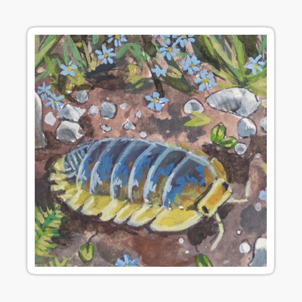 Item preview, Lemon Blue Isopod Gouache Painting designed and sold by wedew3.