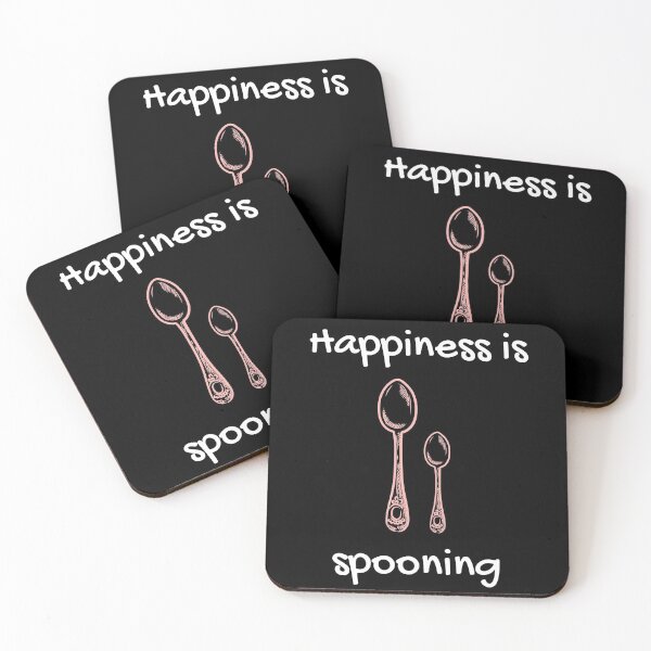 Item preview, Happiness is spooning big spoon little spoon snuggle black designed and sold by daguilon.