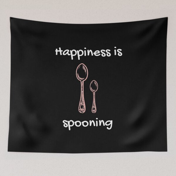 Item preview, Happiness is spooning big spoon little spoon snuggle black designed and sold by daguilon.