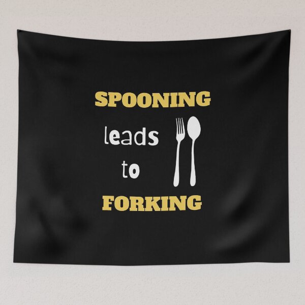 Item preview, Spooning leads to forking big spoon little spoon snuggle black designed and sold by daguilon.