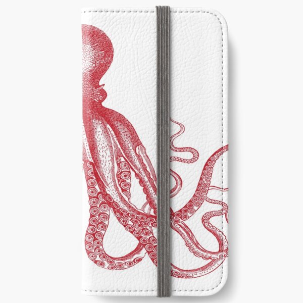 Octopus | Vintage Octopus | Tentacles | Sea Creatures | Nautical | Ocean | Sea | Beach | Red and White |  iPhone Wallet