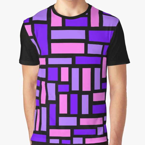 Lilac, Violet and Pink Rectangle Pattern Graphic T-Shirt