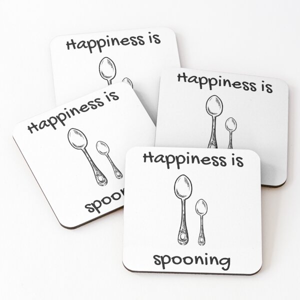 Item preview, Happiness is spooning big spoon little spoon snuggle white designed and sold by daguilon.