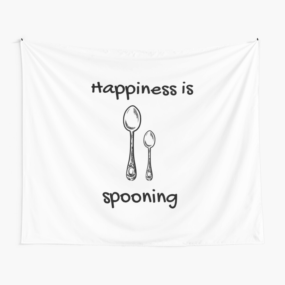 Happiness is spooning big spoon little spoon snuggle white