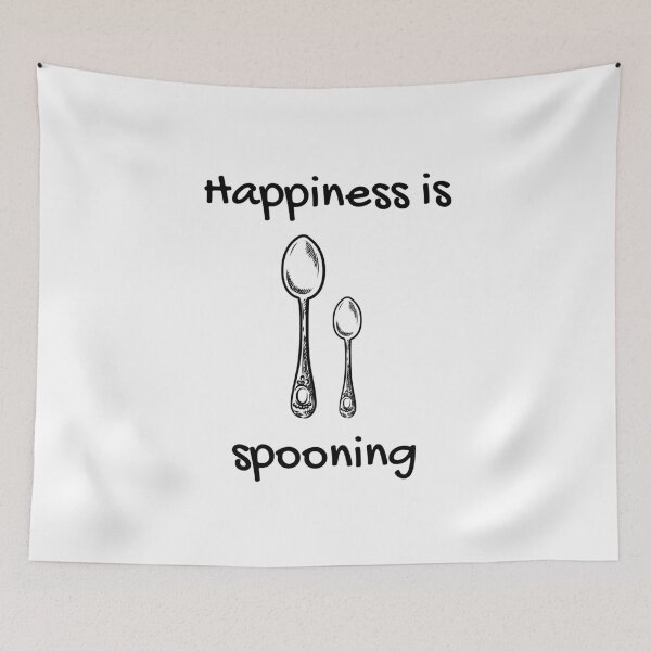 Item preview, Happiness is spooning big spoon little spoon snuggle white designed and sold by daguilon.
