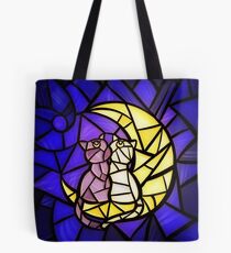 Moon Kitties Stained Glass Tote Bag